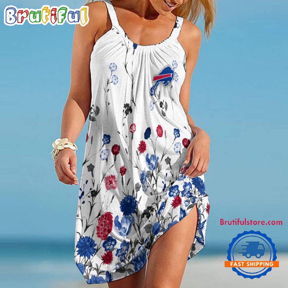Sportswearmerch Buffalo Bills NFL Flower Summer Beach Dress For Fan