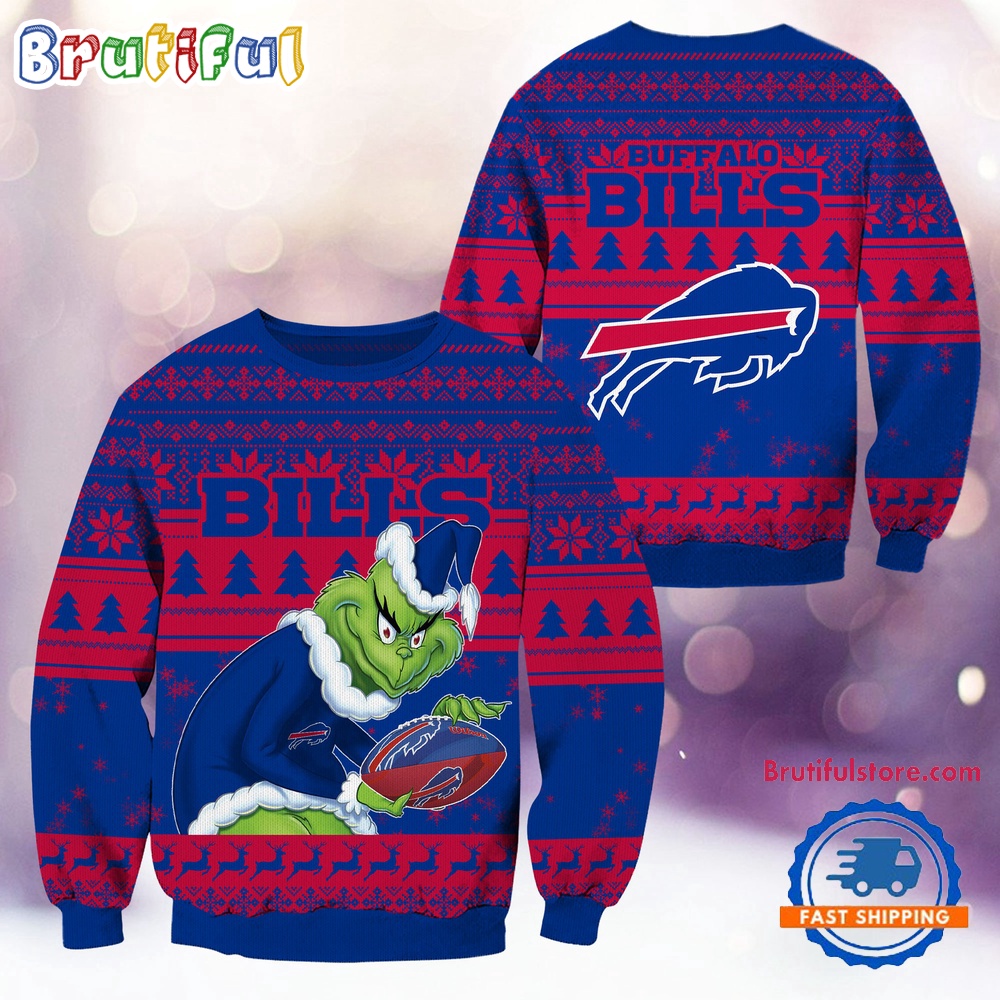 Sportswearmerch Buffalo Bills NFL Football Grinch Christmas Sweater For Fan