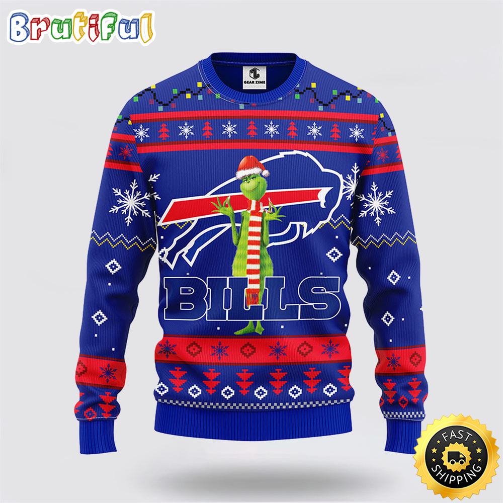 Sportswearmerch Buffalo Bills NFL Funny Grinch Ugly Christmas Sweater For Fan