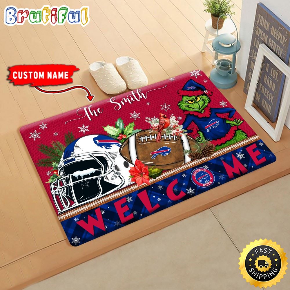 Sportswearmerch Buffalo Bills NFL Grinch Christmas Doormat For Fan