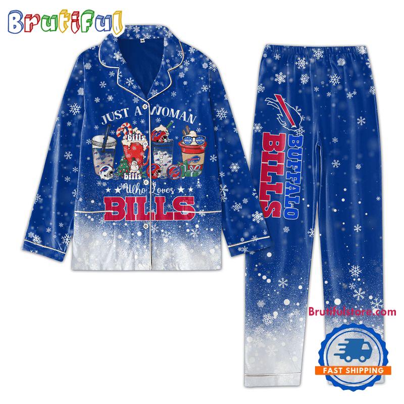 Sportswearmerch Buffalo Bills NFL Just A Woman Who Loves Bills For Winter Season Personalized Pajamas Set For Fan