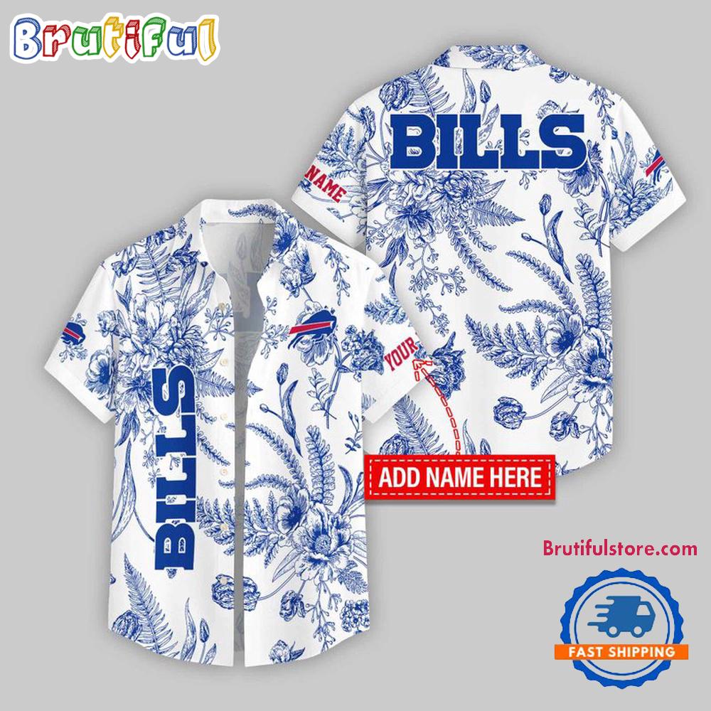 Sportswearmerch Buffalo Bills NFL Leaf Flower Pattern Personalized Personalized Hawaiian Shirt For Fan