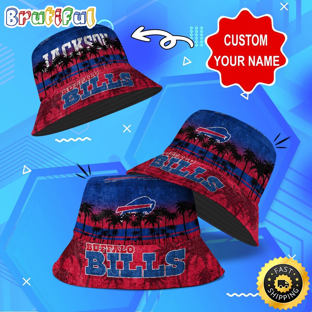 Sportswearmerch Buffalo Bills NFL Palm Tree Personalized Bucket Hat For Fan