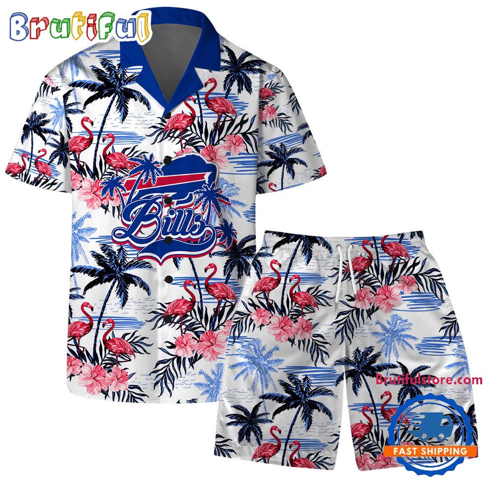 Sportswearmerch Buffalo Bills NFL Pattern Flamingo Hibiscus Summer Personalized Set Short Set For Fan