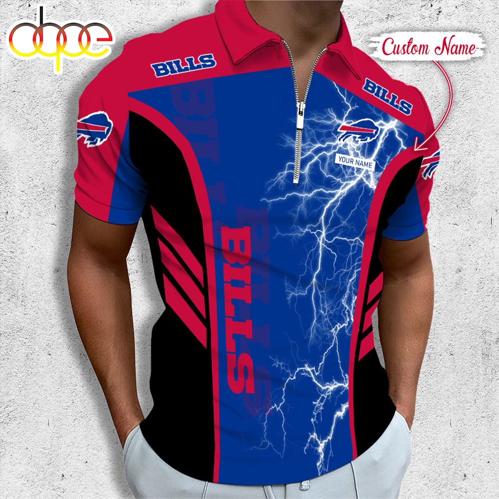 Sportswearmerch Buffalo Bills NFL Personalized Zip Polo Shirt For Fan