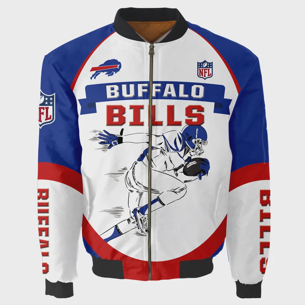 Sportswearmerch Buffalo Bills NFL Players Running Pattern Bomber Jacket For Fan