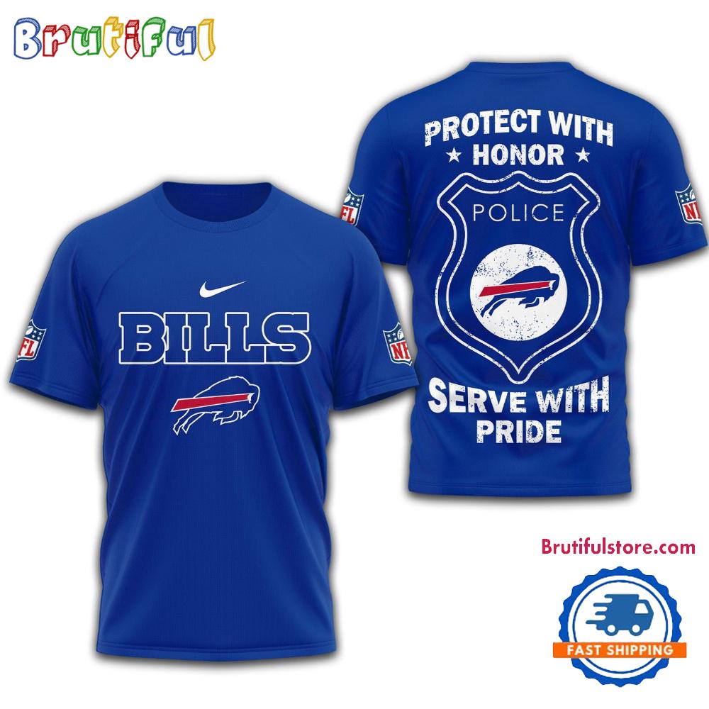 Sportswearmerch Buffalo Bills NFL Protech With Honor Police Serve T-Shirt For Fan