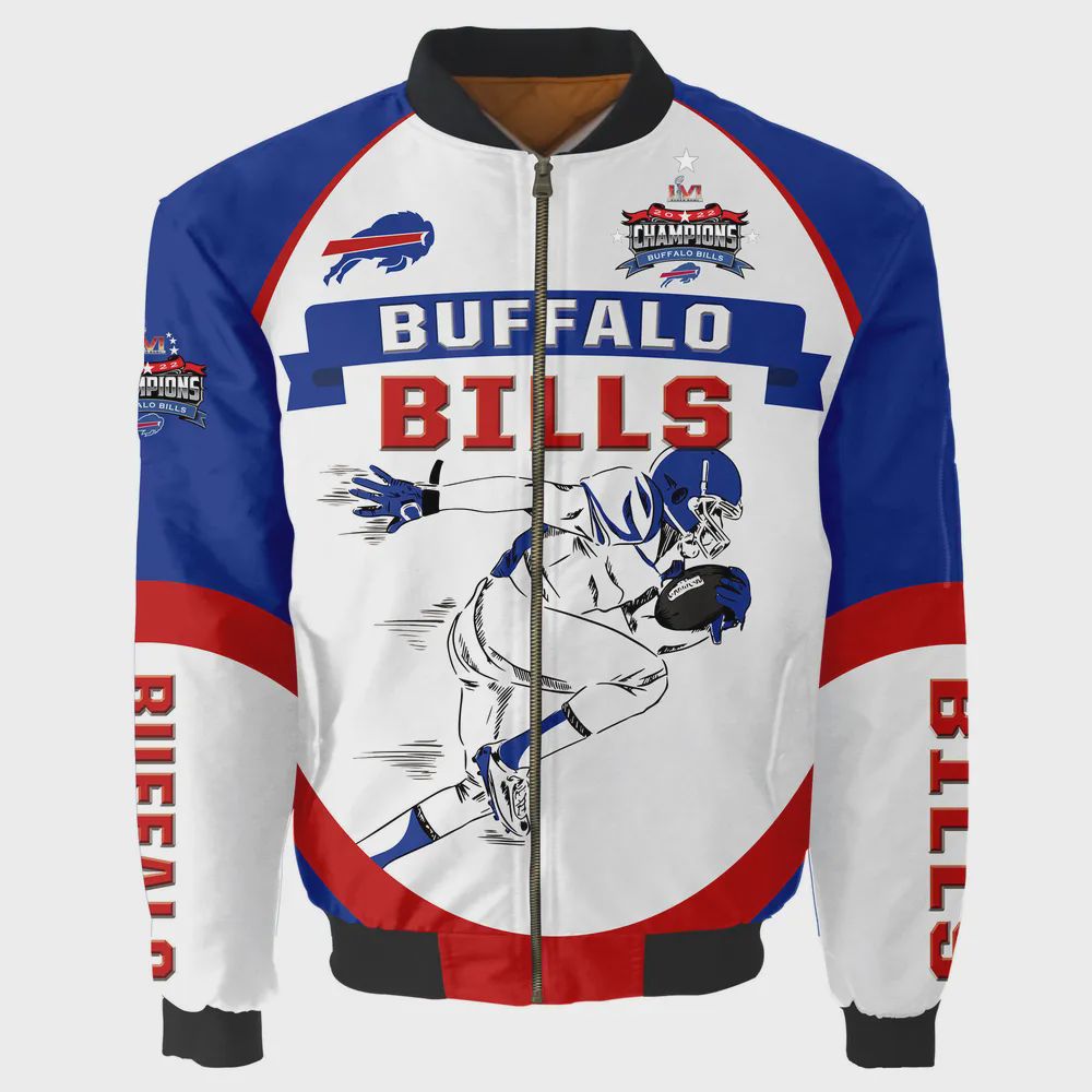 Sportswearmerch Buffalo Bills NFL Super Bowl LVI Champions Running Man Bomber Jacket For Fan
