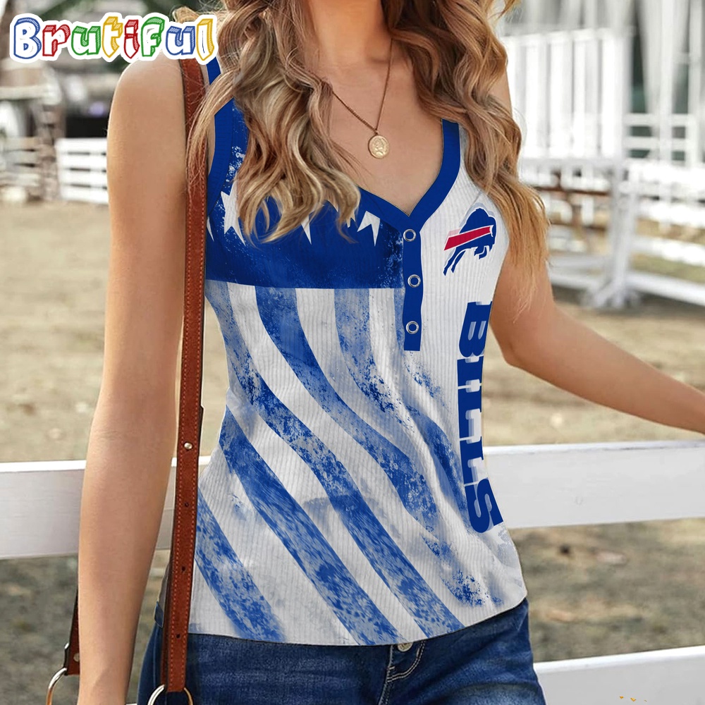 Sportswearmerch Buffalo Bills NFL Women's V-Neck Ribbed Tank Top For Fan