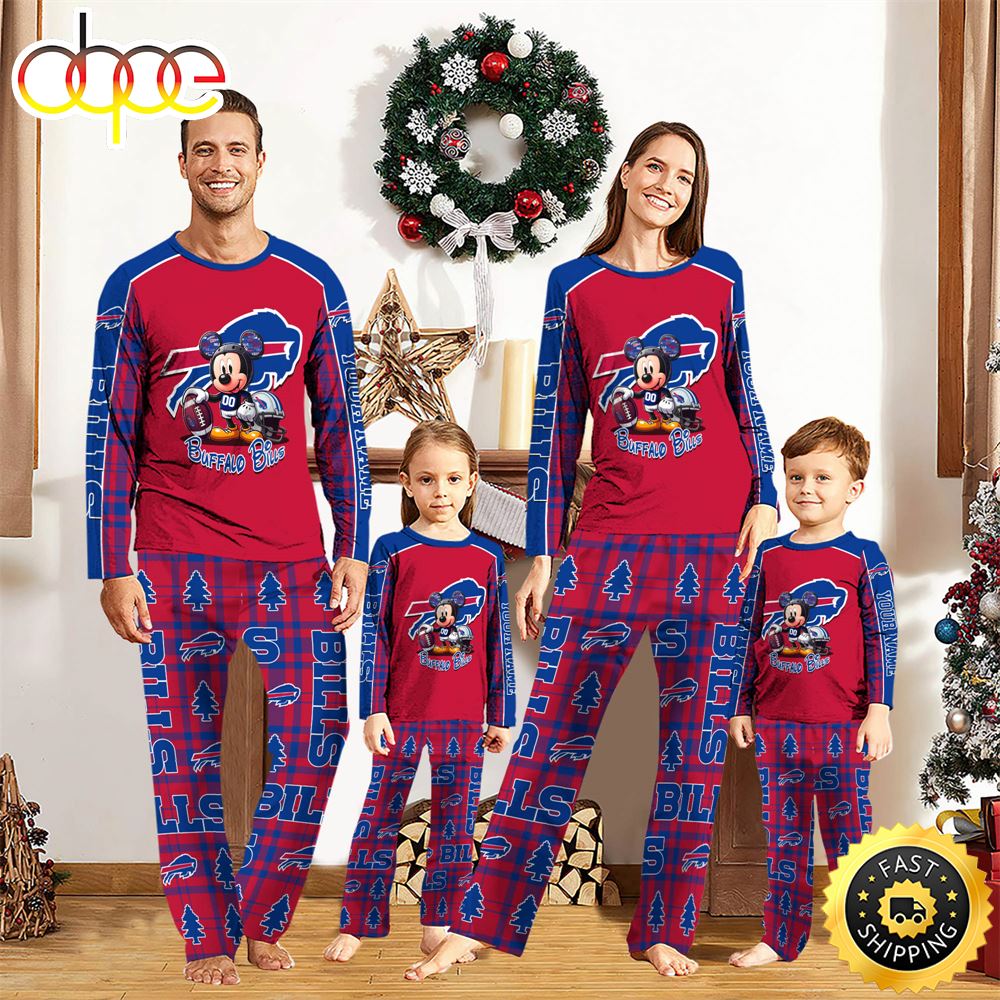Sportswearmerch Buffalo Bills NFL x Mickey Mouse Personalized Pajamas Family For Fan