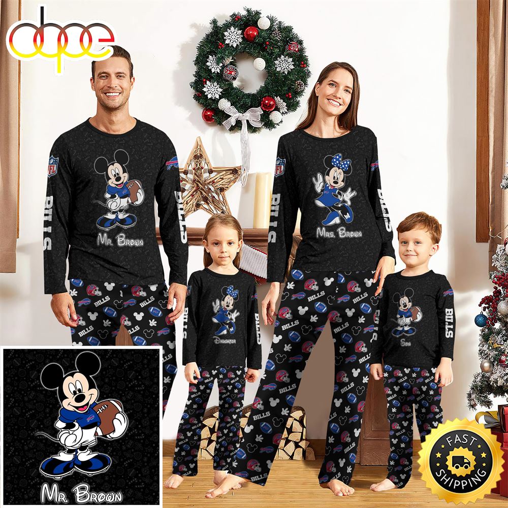 Sportswearmerch Buffalo Bills NFL x Mickey Mouse Personalized Pajamas Family For Fan