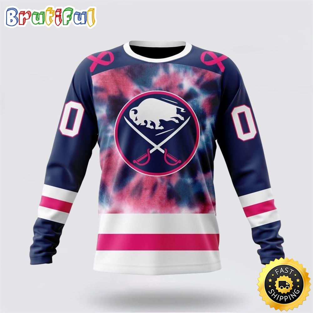 Sportswearmerch Buffalo Sabres NHL Crewneck Pink October Fight Breast Cancer Personalized Sweater For Fan