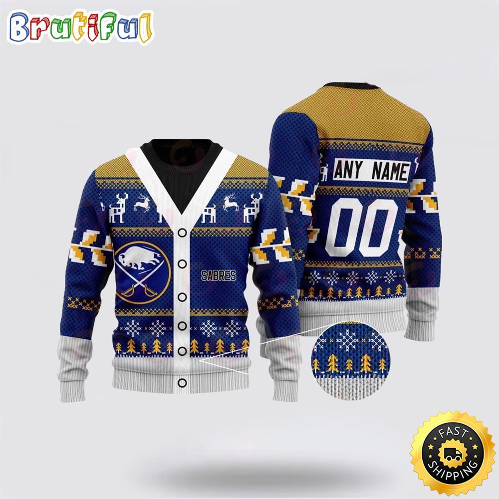 Sportswearmerch Buffalo Sabres NHL Elk Pattern Personalized Christmas Sweater For Fan