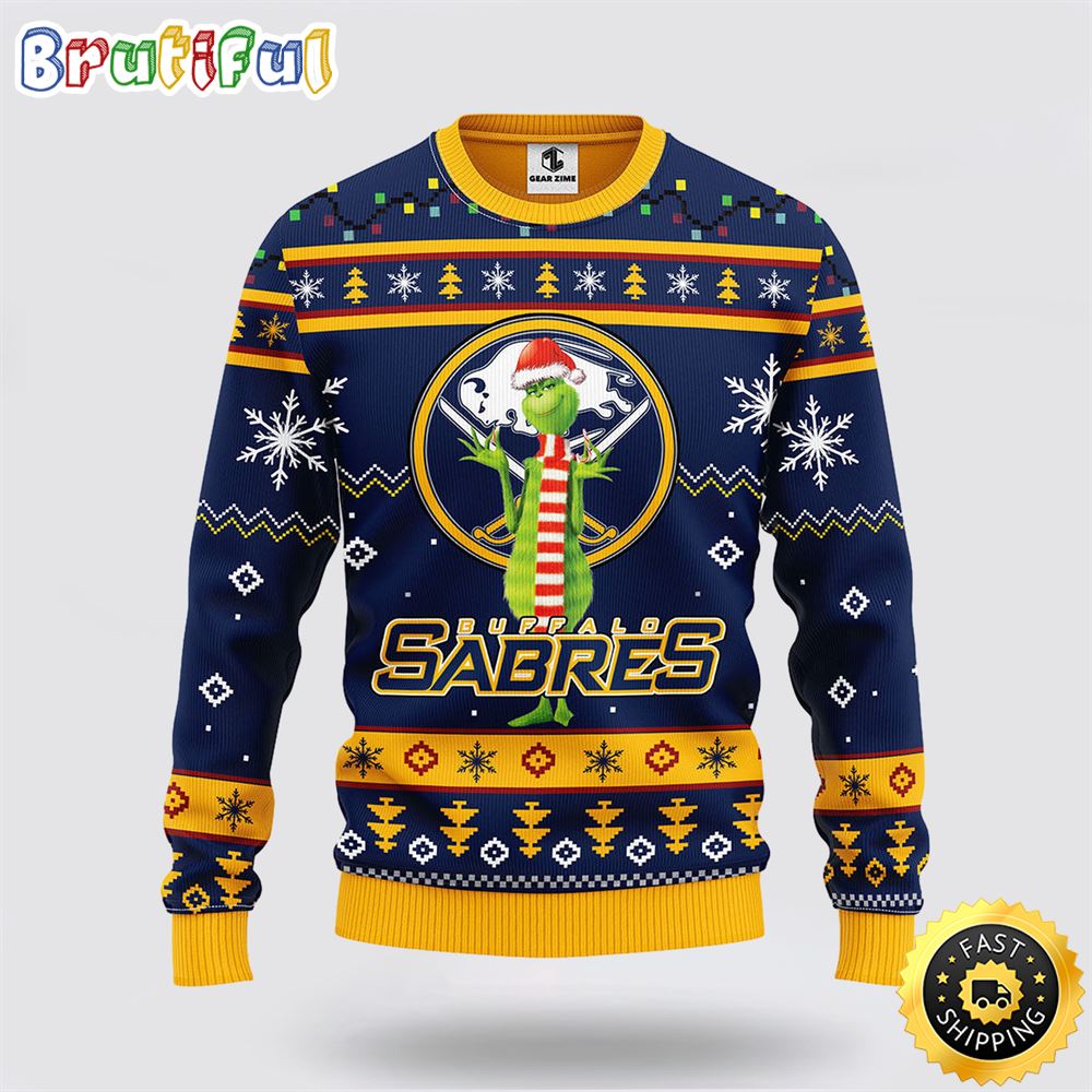 Sportswearmerch Buffalo Sabres NHL Funny Grinch Ugly Christmas Sweater For Fan