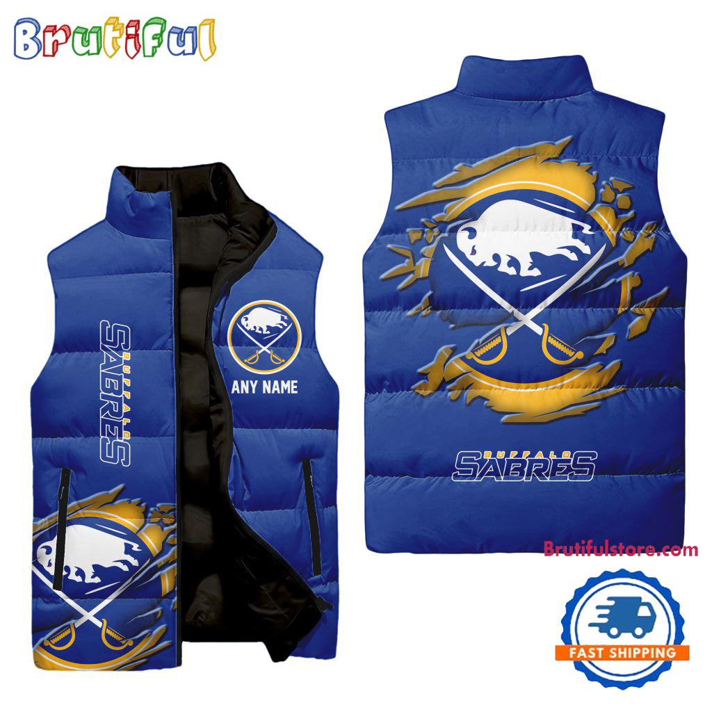 Sportswearmerch Buffalo Sabres NHL Personalized Sleeveless Puffer Jacket For Fan