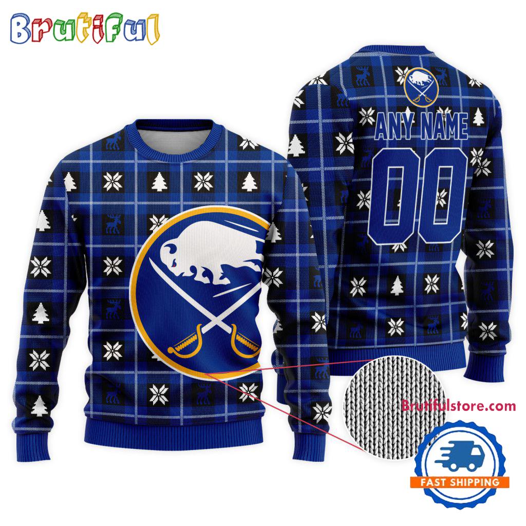 Sportswearmerch Buffalo Sabres NHL Personalized Snow Tree Ugly Christmas Sweater For Fan