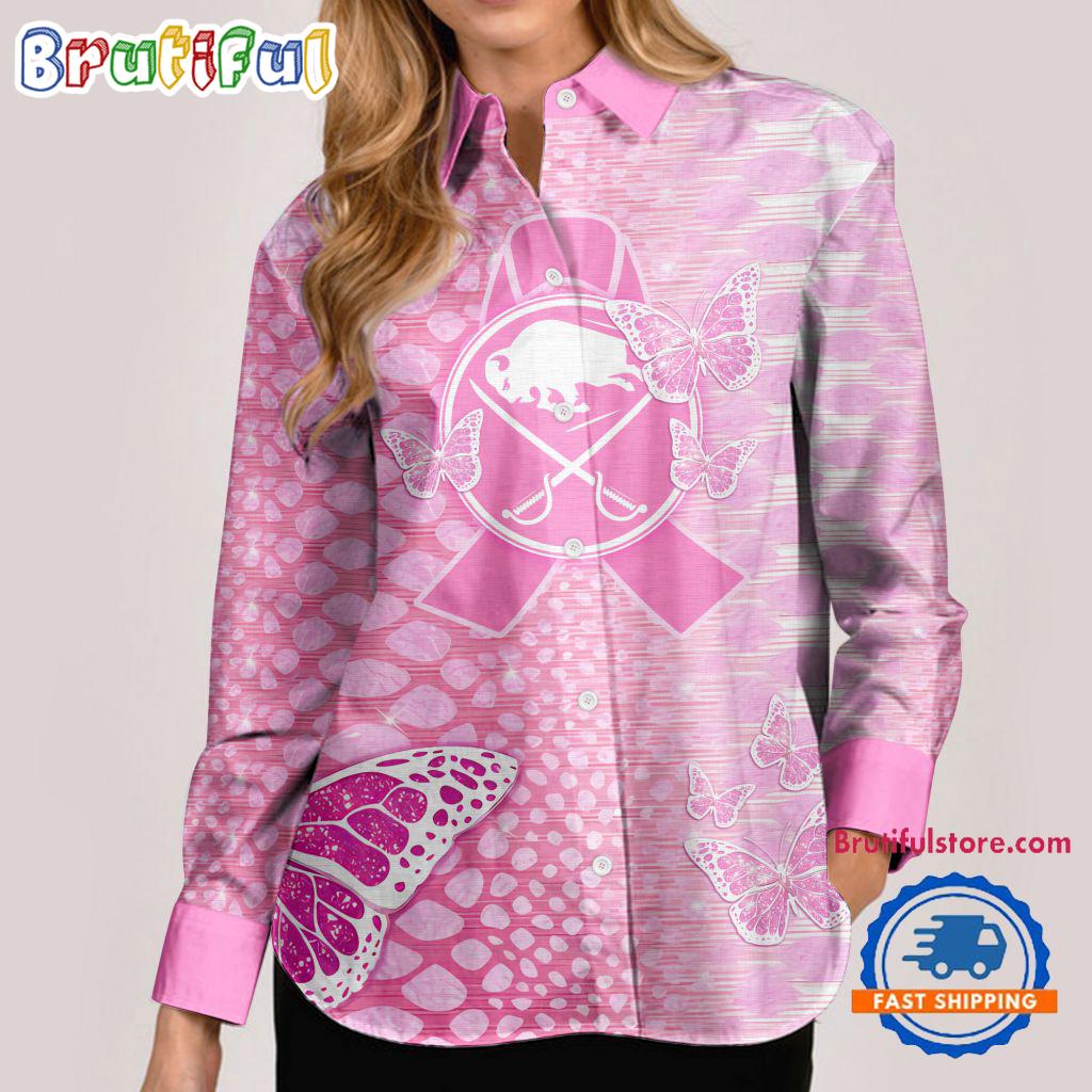 Sportswearmerch Buffalo Sabres NHL Special Pink Fight Breast Cancer Women's Casual Shirt For Fan