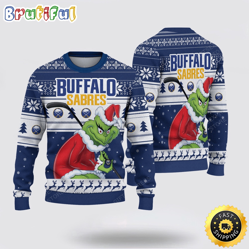 Sportswearmerch Buffalo Sabres NHL Sweater Grinch Personalized Christmas Sweater For Fan