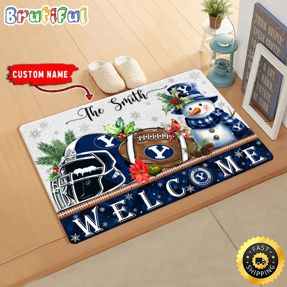 Sportswearmerch BYU Cougars NCAA Christmas Doormat For Fan