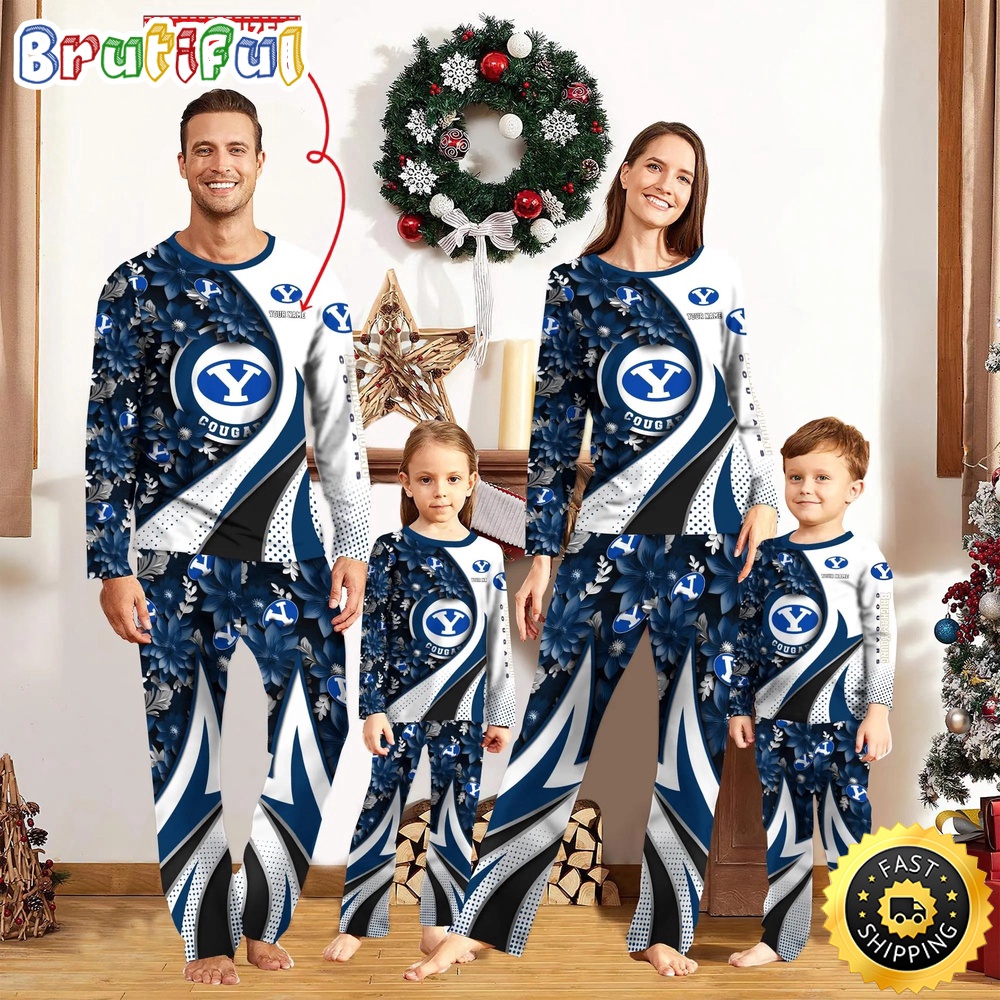 Sportswearmerch BYU Cougars NCAA Flower Personalized Pajamas Family For Fan