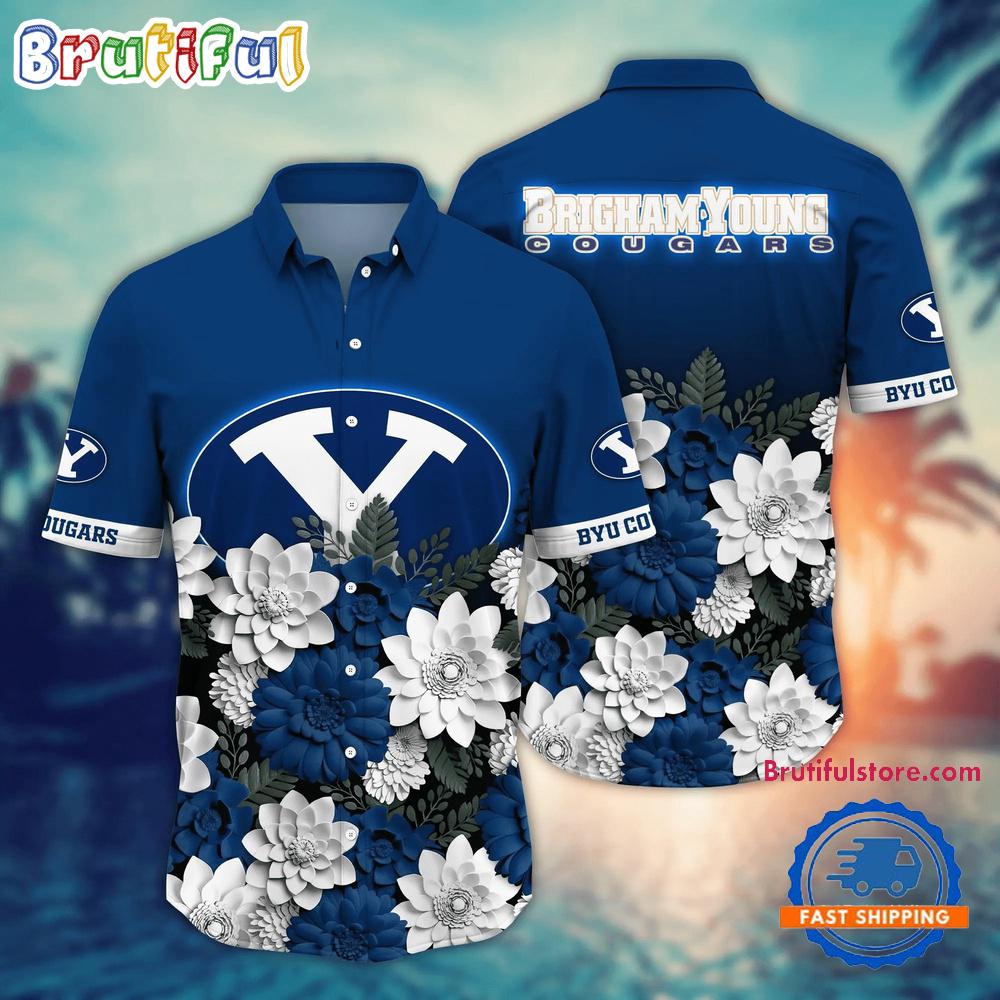 Sportswearmerch BYU Cougars NCAA Flower Tropical Summer Beach Hawaiian Shirt For Fan