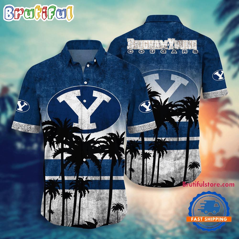 Sportswearmerch BYU Cougars NCAA Palm Tree Summer Beach Personalized Hawaiian Shirt For Fan