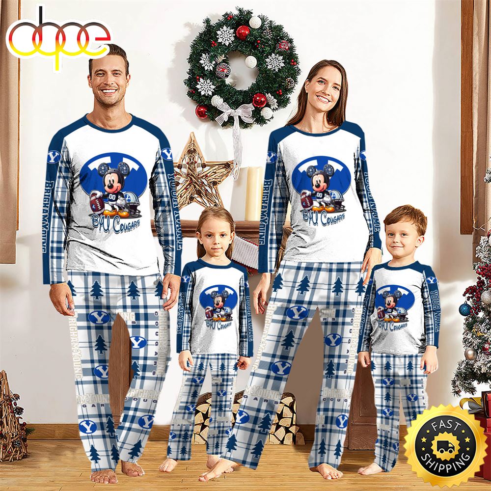 Sportswearmerch BYU Cougars NCAA x Mickey Mouse Personalized Pajamas Family For Fan