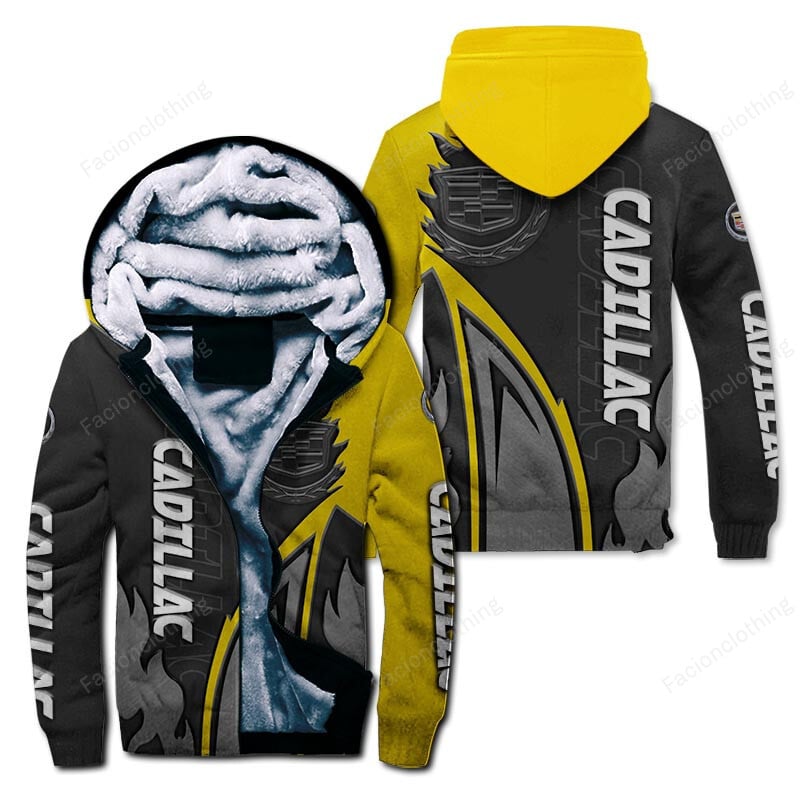Sportswearmerch Cadillac Car Personalized Zip Hoodie Velvet Hoodie For Fan