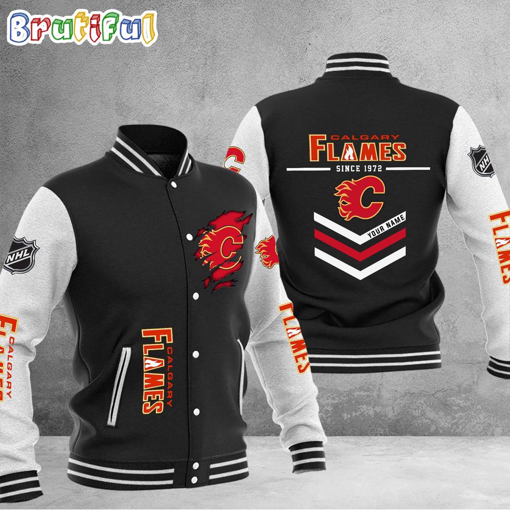Sportswearmerch Calgary Flames NHL Personalized Baseball Jacket For Fan