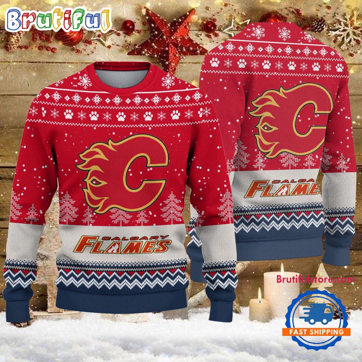 Sportswearmerch Calgary Flames NHL Personalized Christmas Sweater For Fan