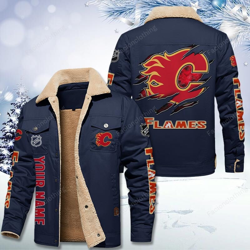 Sportswearmerch Calgary Flames NHL Personalized Cotton Jacket For Fan