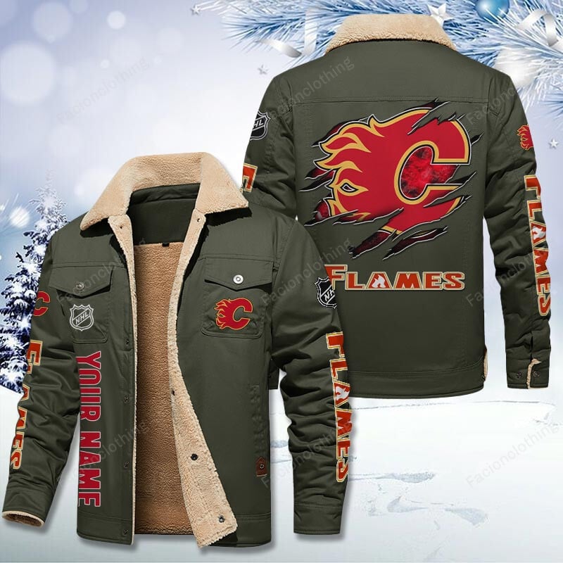 Sportswearmerch Calgary Flames NHL Personalized Cotton Jacket For Fan