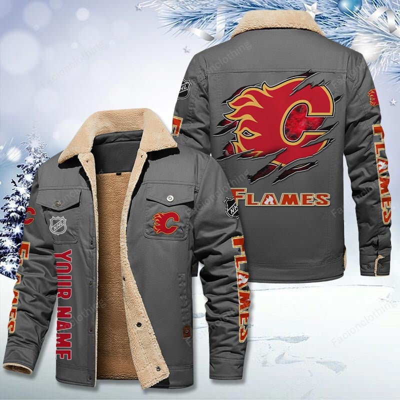 Sportswearmerch Calgary Flames NHL Personalized Cotton Jacket For Fan