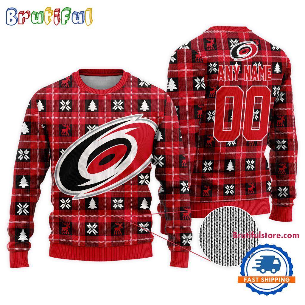 Sportswearmerch Carolina Hurricanes NHL Personalized Snow Tree Ugly Christmas Sweater For Fan