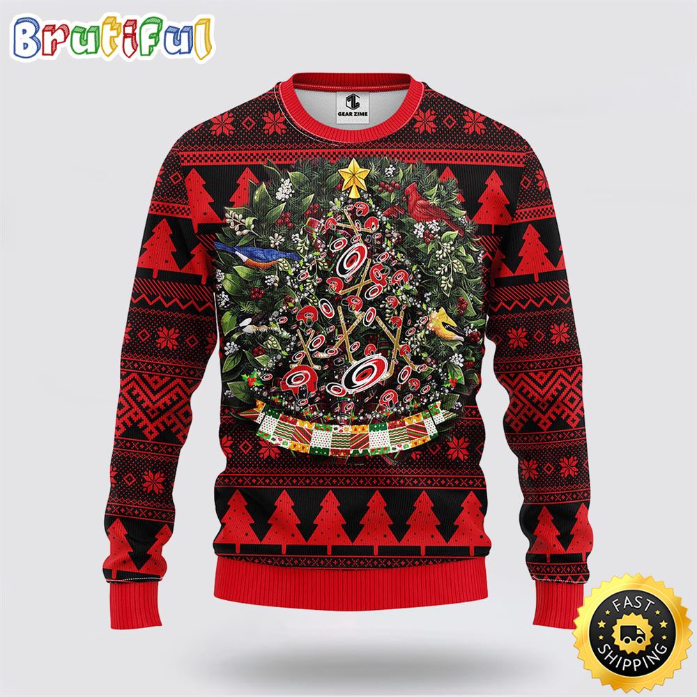 Sportswearmerch Carolina Hurricanes NHL Tree Ball Ugly Christmas Sweater For Fan