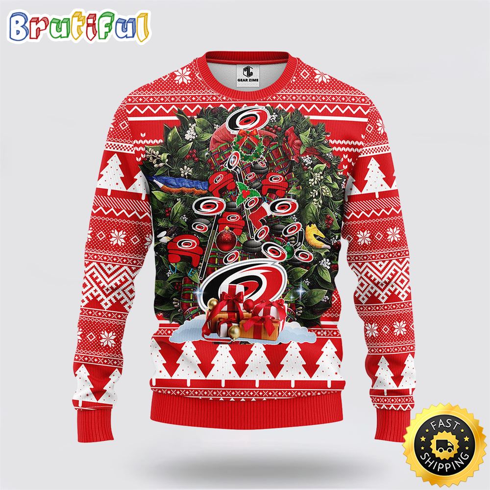 Sportswearmerch Carolina Hurricanes NHL Tree Ugly Christmas Fleece Sweater For Fan