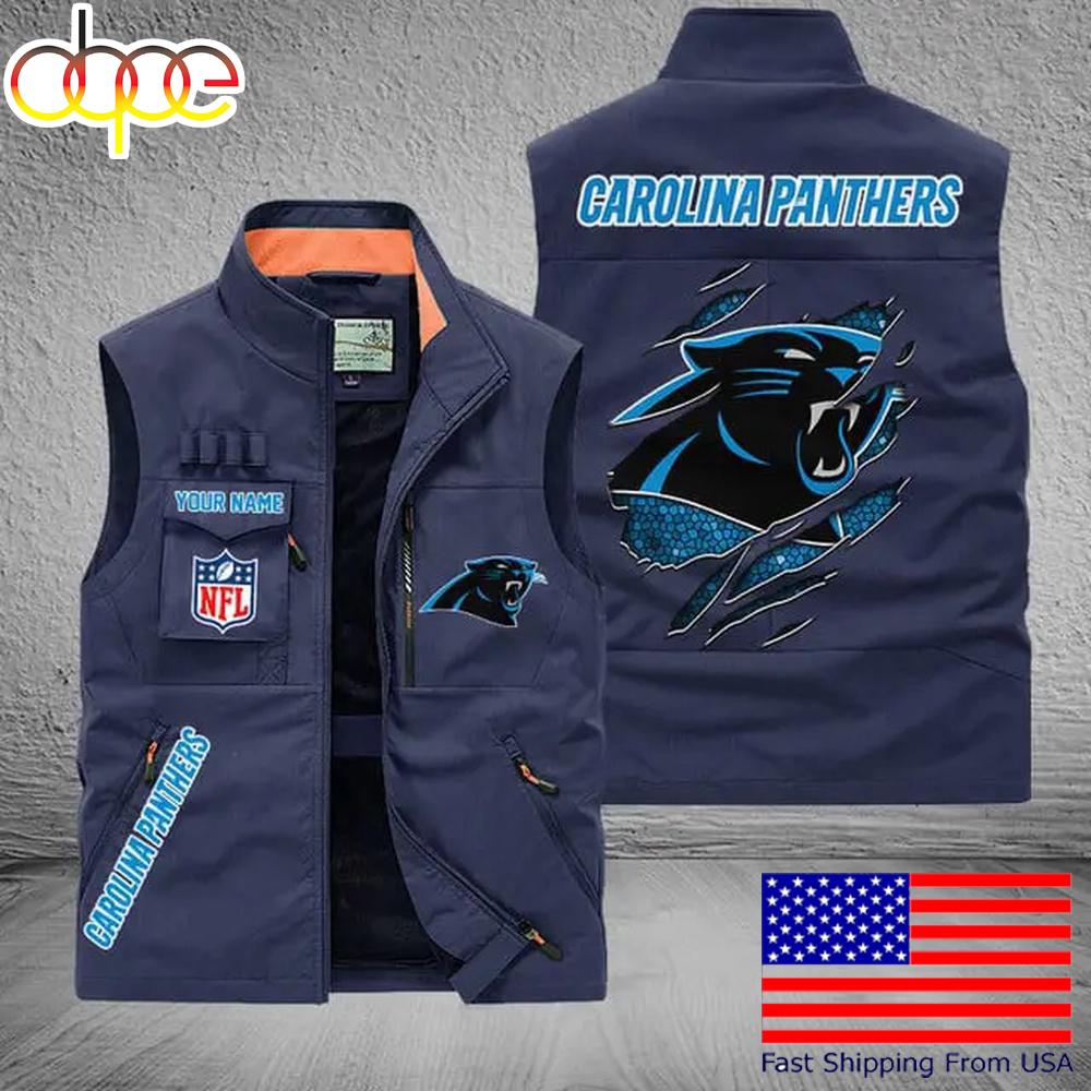 Sportswearmerch Carolina Panther NFL On Back Personalized Pocket Vest For Fan