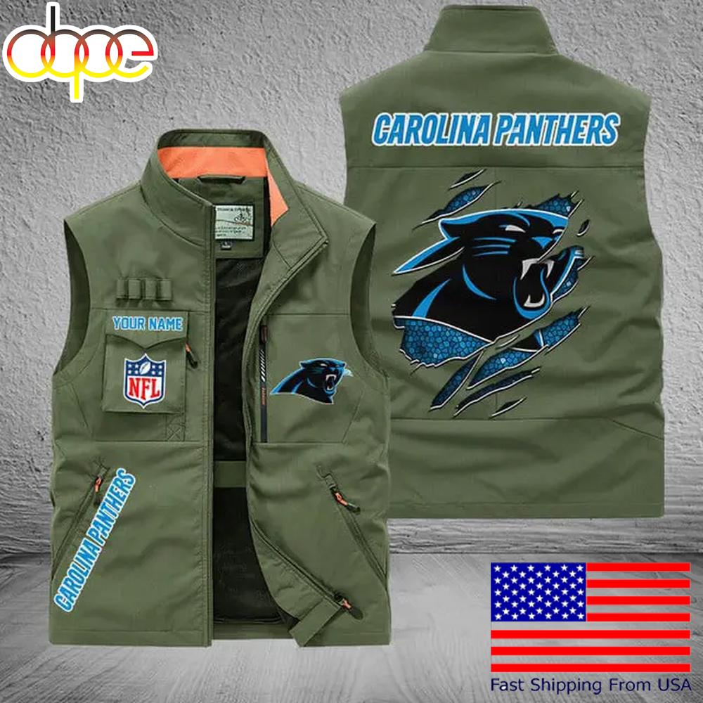 Sportswearmerch Carolina Panther NFL On Back Personalized Pocket Vest For Fan