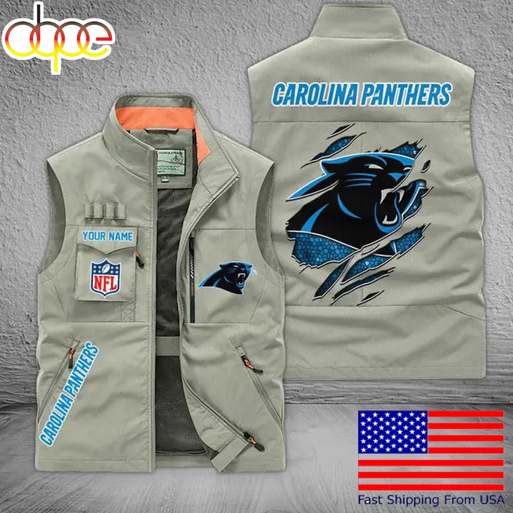 Sportswearmerch Carolina Panther NFL On Back Personalized Pocket Vest For Fan