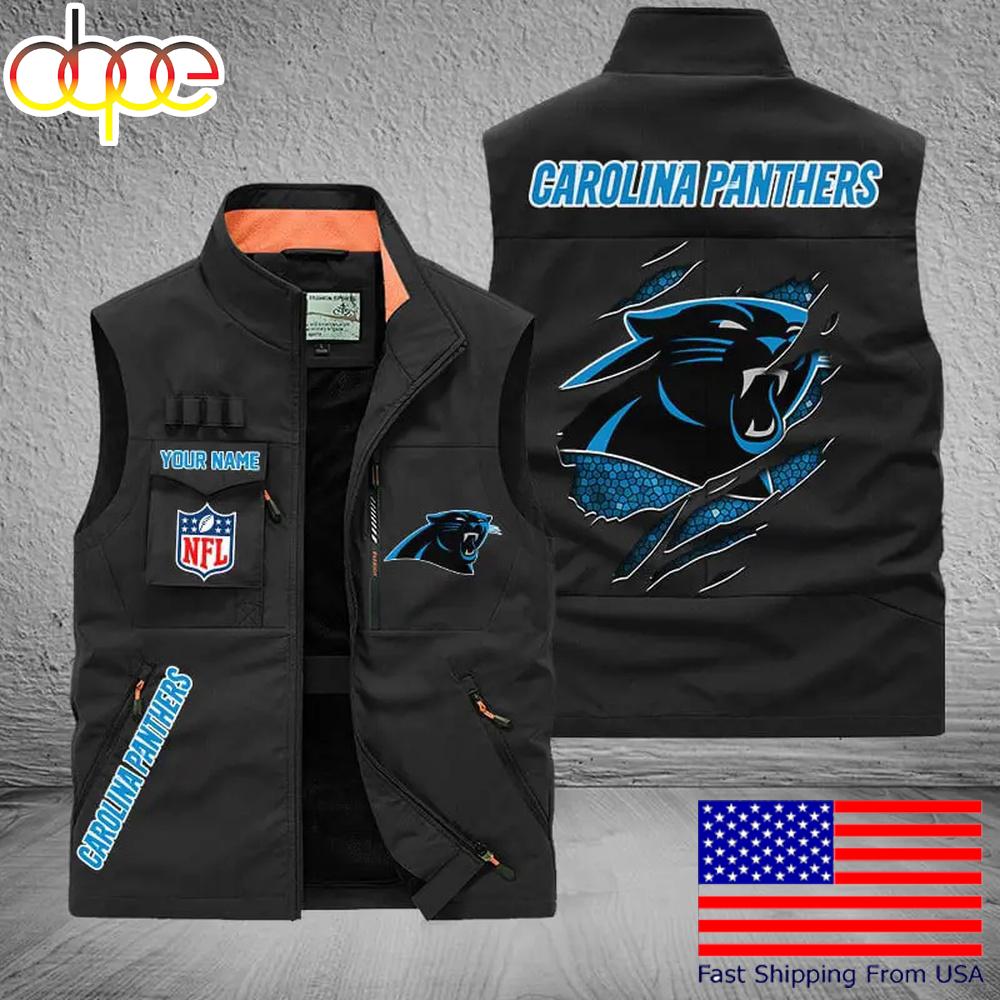 Sportswearmerch Carolina Panther NFL On Back Personalized Pocket Vest For Fan