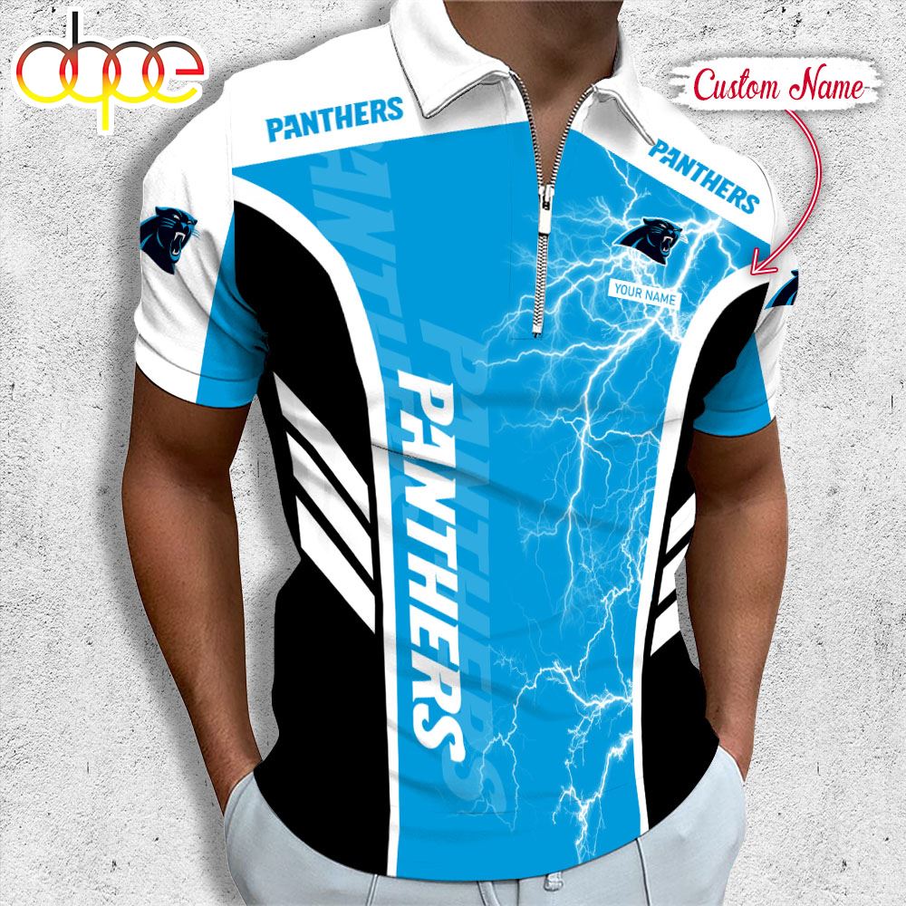 Sportswearmerch Carolina Panther NFL Personalized Zip Polo Shirt For Fan