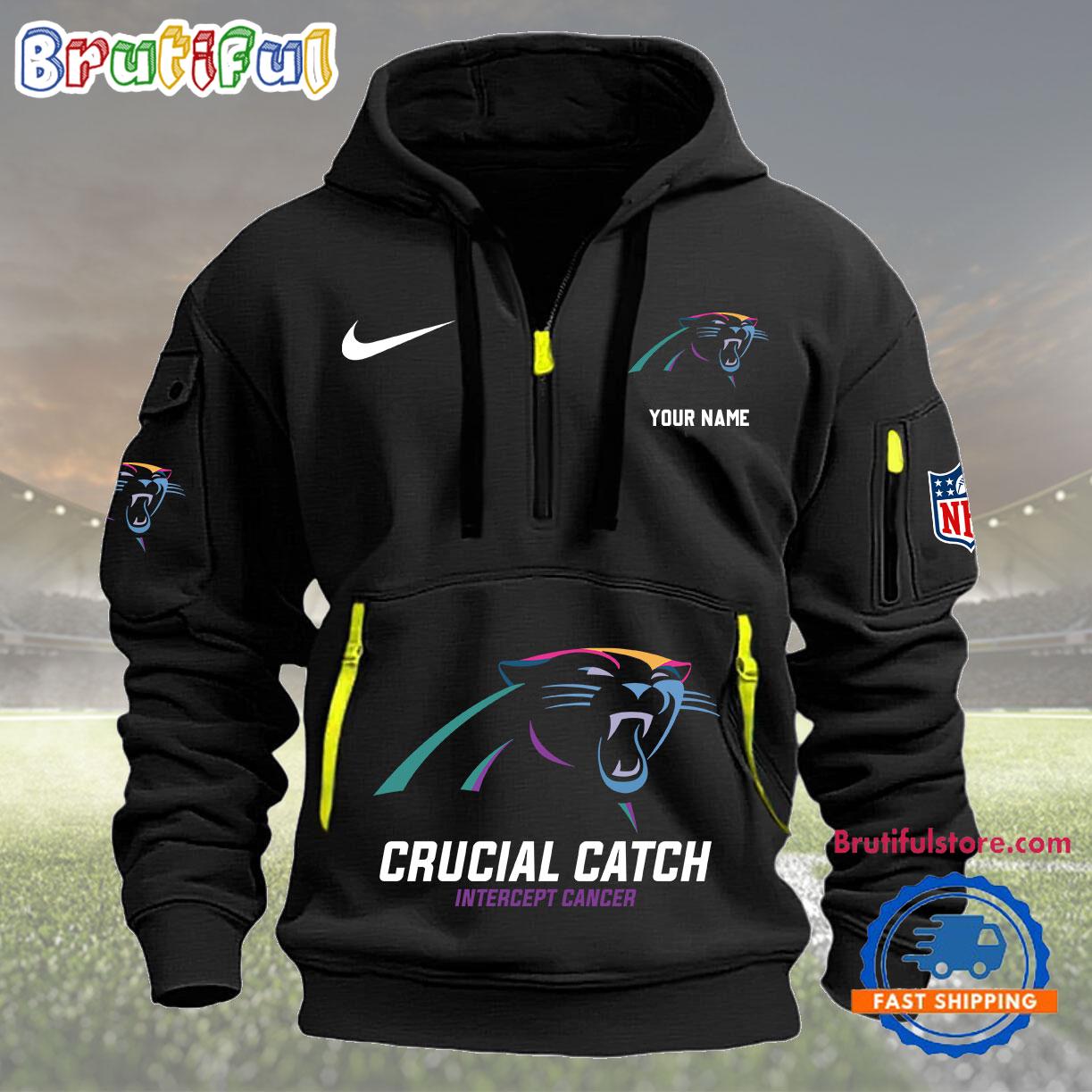 Sportswearmerch Carolina Panthers NFL 2024 Crucial Catch Half Zip Hoodie For Fan
