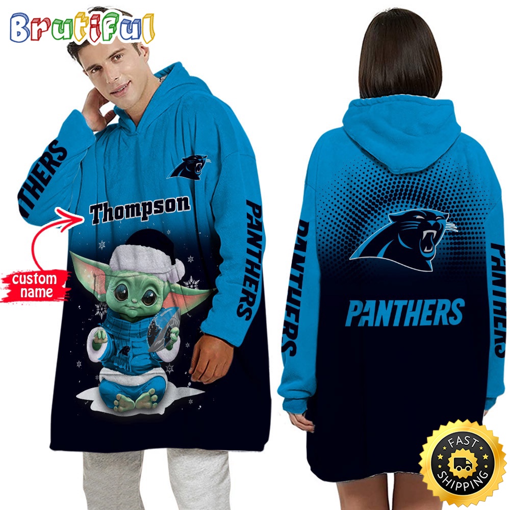 Sportswearmerch Carolina Panthers NFL Baby Yoda Lover Personalized Blaket Hoodie For Fan