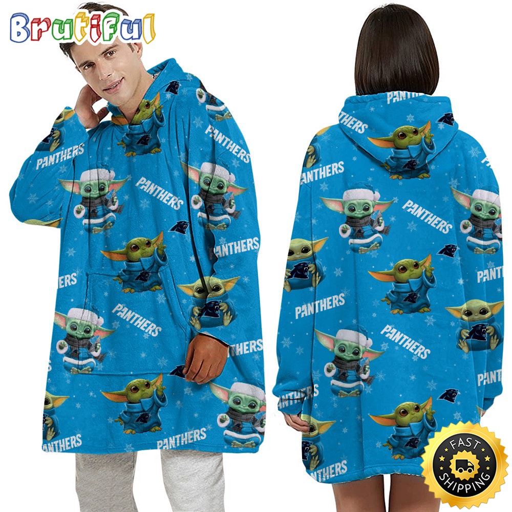 Sportswearmerch Carolina Panthers NFL Baby Yoda Personalized Blaket Hoodie For Fan