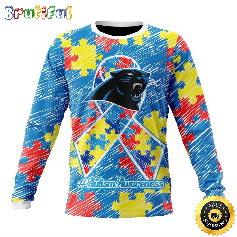 Sportswearmerch Carolina Panthers NFL Crewneck Puzzle Autism Awareness Personalized Sweater For Fan