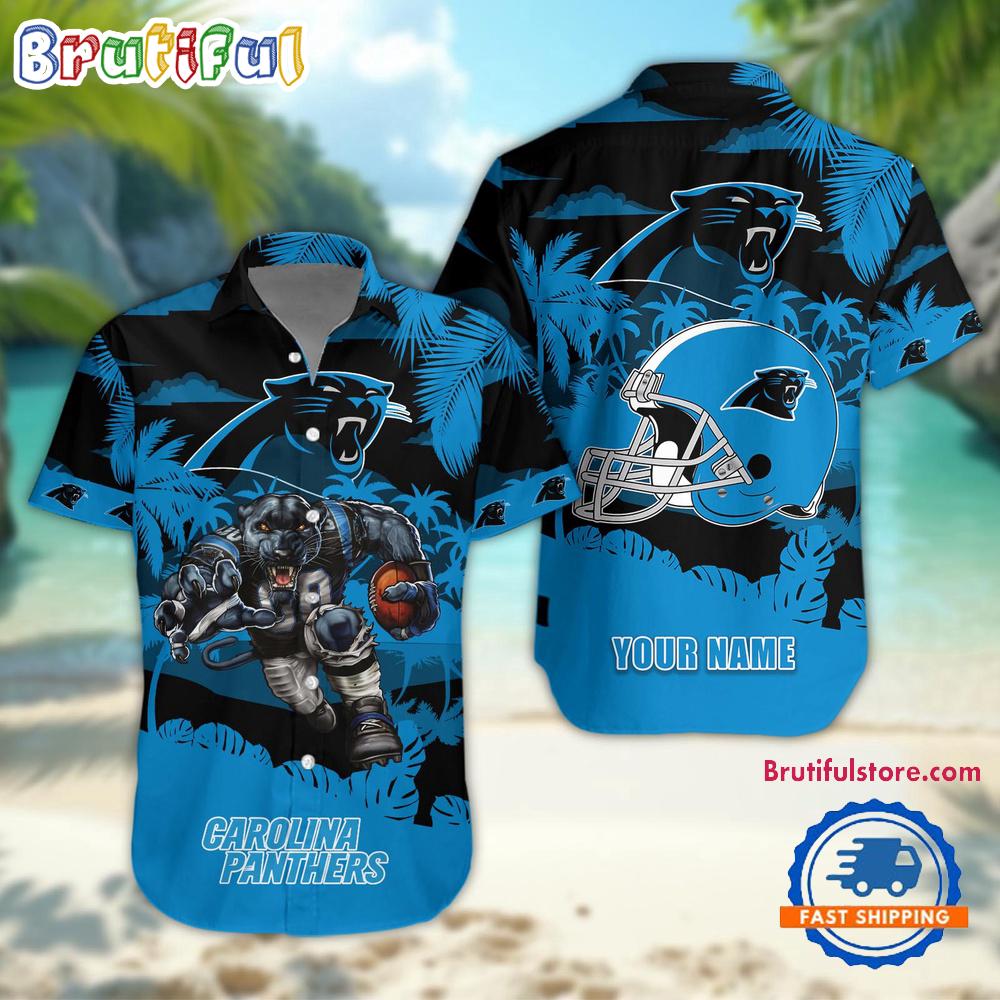 Sportswearmerch Carolina Panthers NFL Football Mascot Summer Personalized Hawaiian Shirt For Fan
