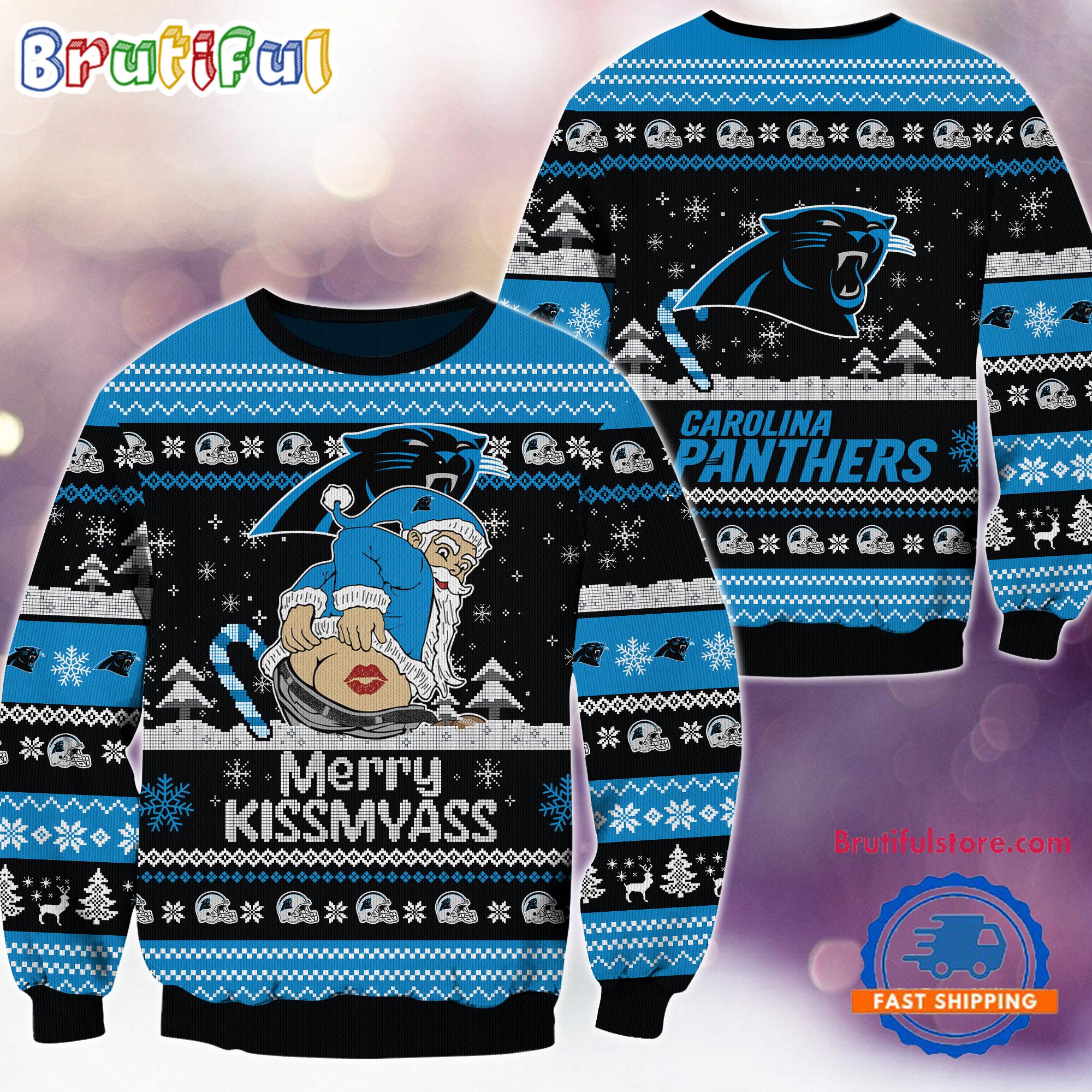 Sportswearmerch Carolina Panthers NFL Funny Santa Claus Christmas Sweater For Fan
