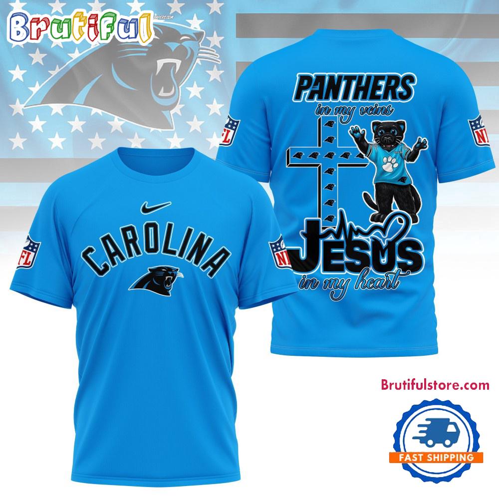 Sportswearmerch Carolina Panthers NFL In My Veins In My Heart T-Shirt For Fan