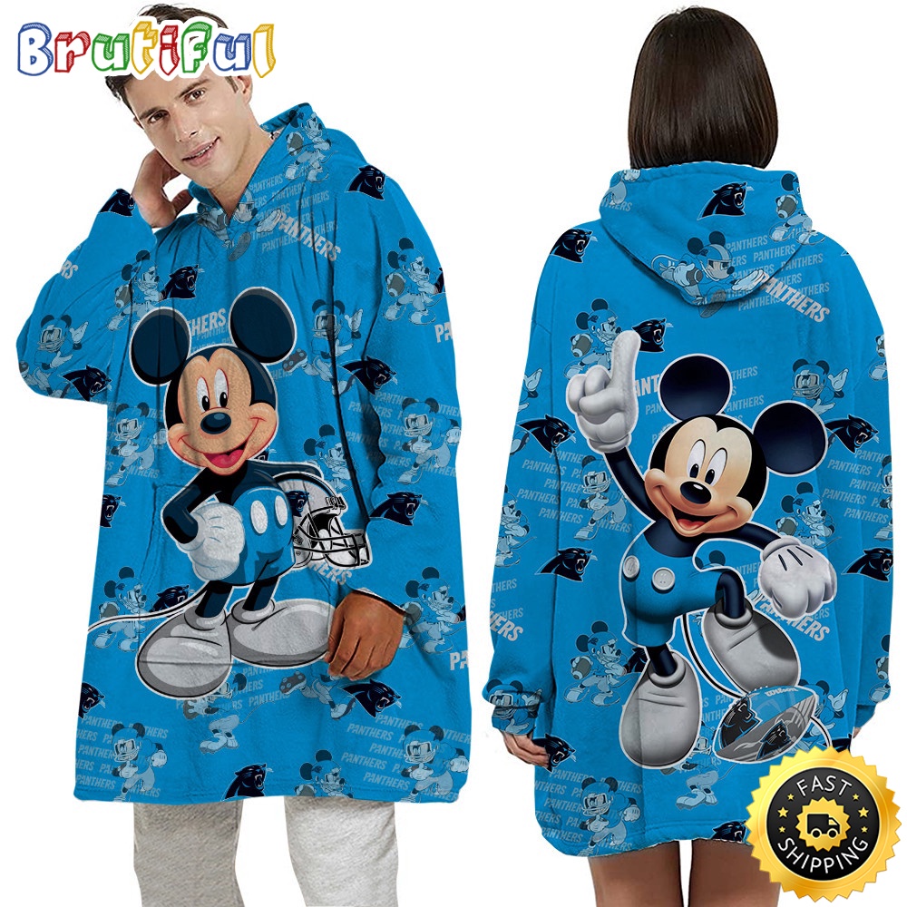 Sportswearmerch Carolina Panthers NFL Mouse Lover Personalized Blaket Hoodie For Fan