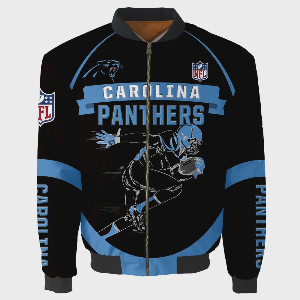 Sportswearmerch Carolina Panthers NFL Pattern Bomber Jacket For Fan